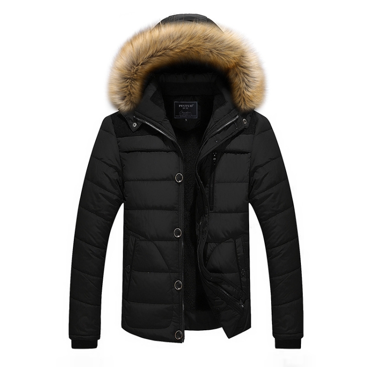 Winter Men Thick Slim Down Jackets Coats, Size: XL(Black)