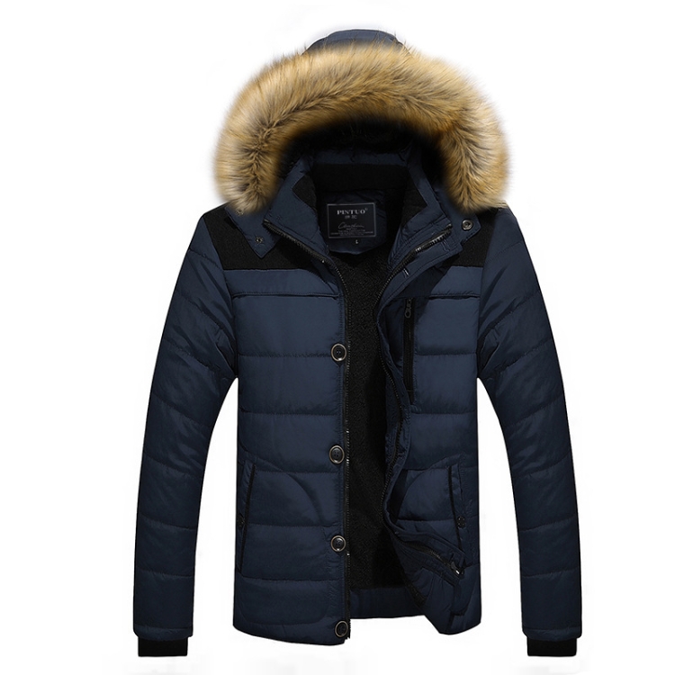 Winter Men Thick Slim Down Jackets Coats, Size: XXXL(Dark Blue)