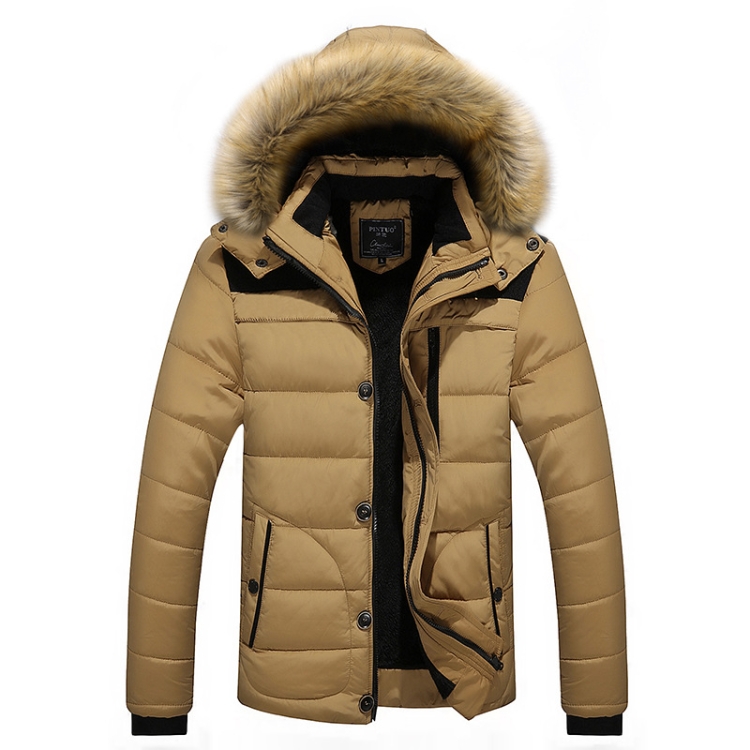 Winter Men Thick Slim Down Jackets Coats, Size: XXXL(Khaki)
