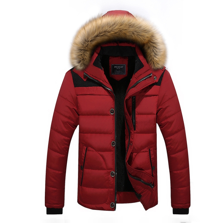 Winter Men Thick Slim Down Jackets Coats, Size: XXXL(Red)