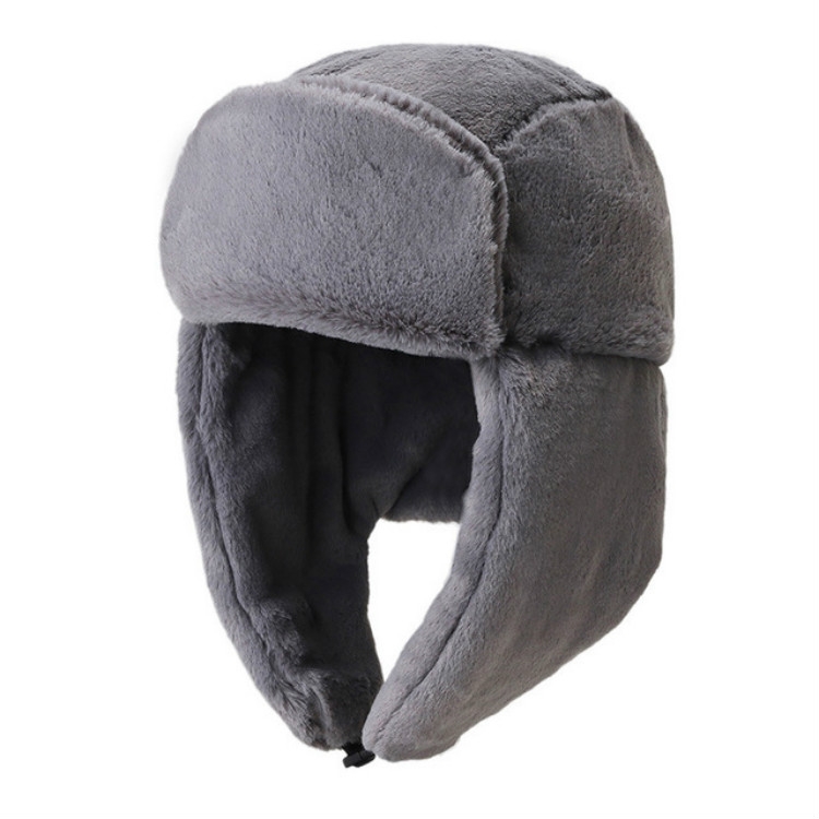 Winter Outdoor Pure Color Plush Warm Ear Cap Flight Cap, Hat Size:One Size(Gray)