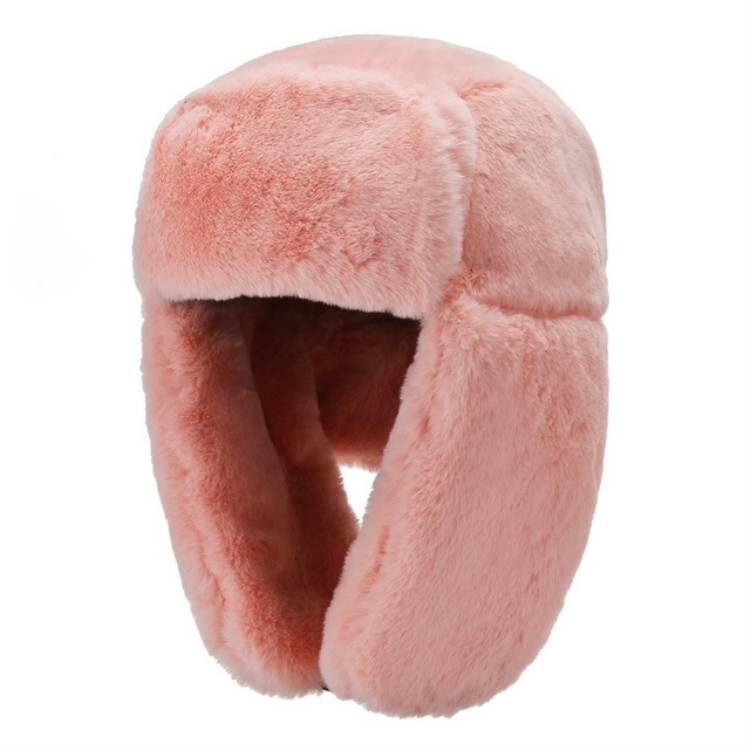 Winter Outdoor Pure Color Plush Warm Ear Cap Flight Cap, Hat Size:One Size(Pink)