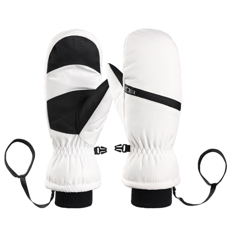Winter Padded Ski Gloves Outdoor Windproof Warm Sports Gloves, Size: S(White)