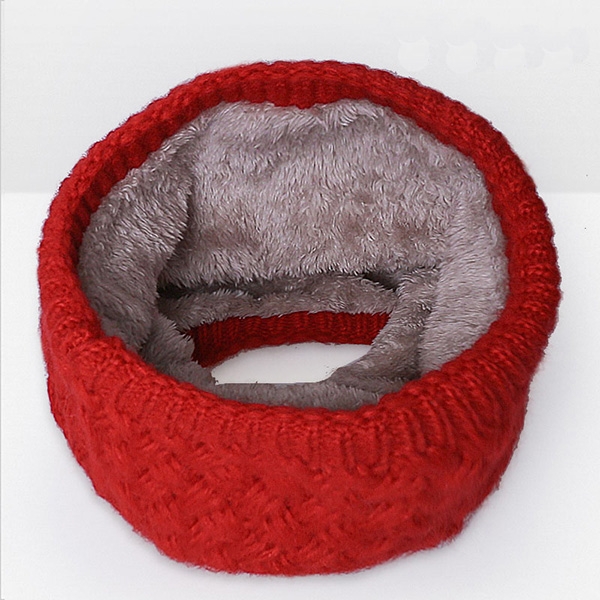Winter Plus Velvet Thicken Warm Pullover Knit Scarf, Size:47 x 22cm( Red)