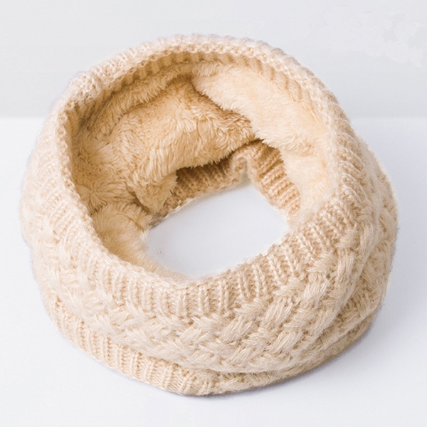 Winter Plus Velvet Thicken Warm Pullover Knit Scarf, Size:47 x 22cm(Beige)