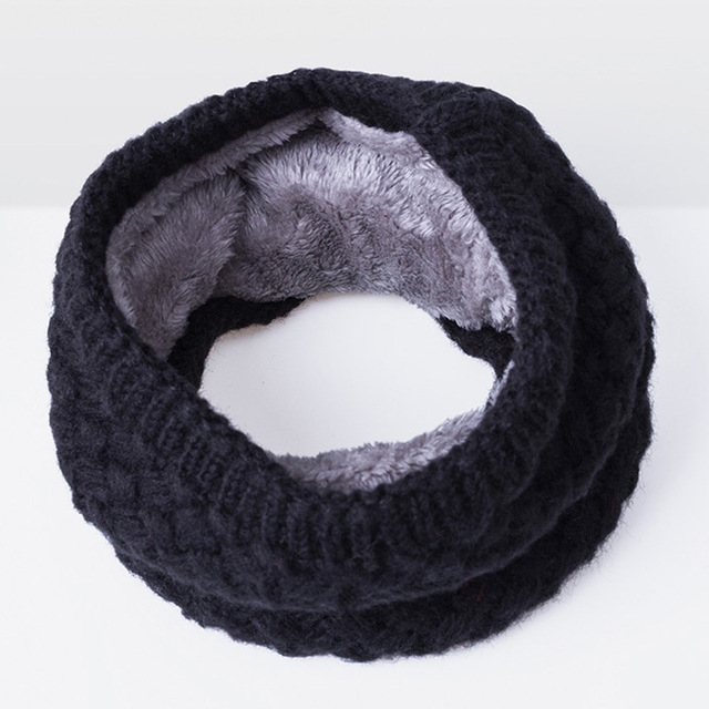 Winter Plus Velvet Thicken Warm Pullover Knit Scarf, Size:47 x 22cm(Black)
