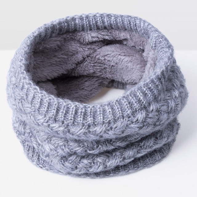 Winter Plus Velvet Thicken Warm Pullover Knit Scarf, Size:47 x 22cm(Gray)