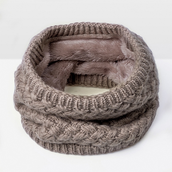 Winter Plus Velvet Thicken Warm Pullover Knit Scarf, Size:47 x 22cm(Khaki)