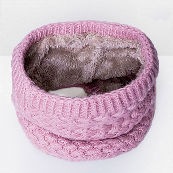 Winter Plus Velvet Thicken Warm Pullover Knit Scarf, Size:47 x 22cm(Pink)