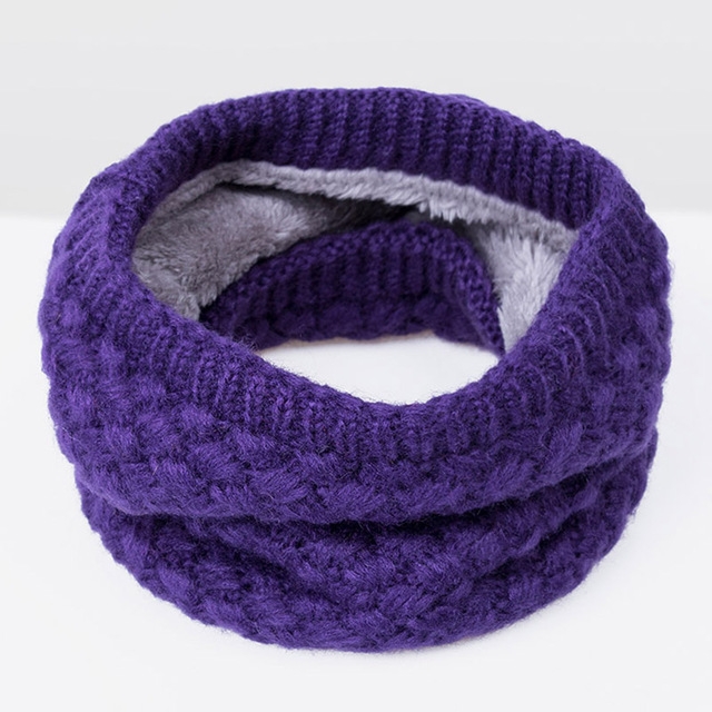 Winter Plus Velvet Thicken Warm Pullover Knit Scarf, Size:47 x 22cm(Purple)
