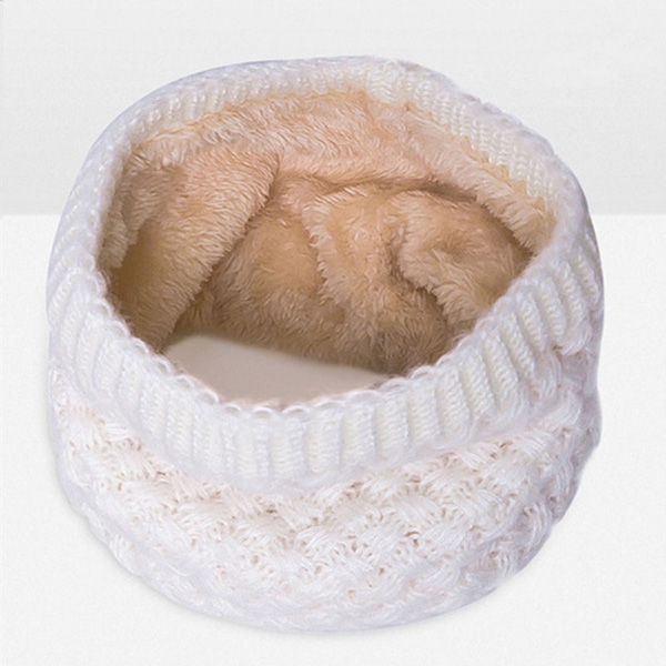 Winter Plus Velvet Thicken Warm Pullover Knit Scarf, Size:47 x 22cm(White)