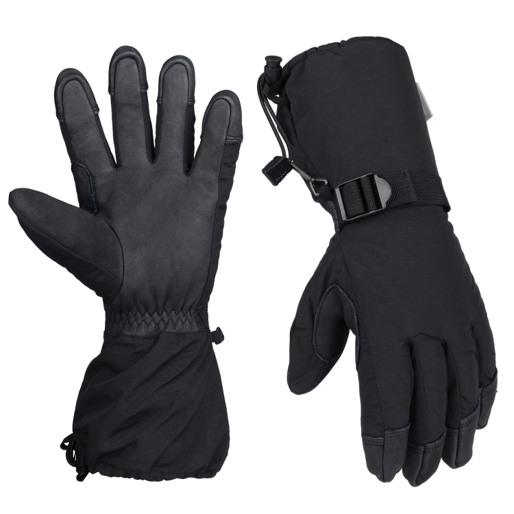 Winter Ski Snow Gloves for Men and Women Outdoor Sport Shovel Ski Gloves, Style: Five-finger Black(L)