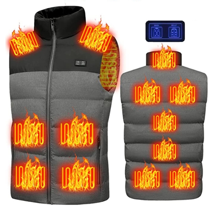 Winter Smart Dual-control 13-zone Charging Heating Vest, Size: XL(Gray)
