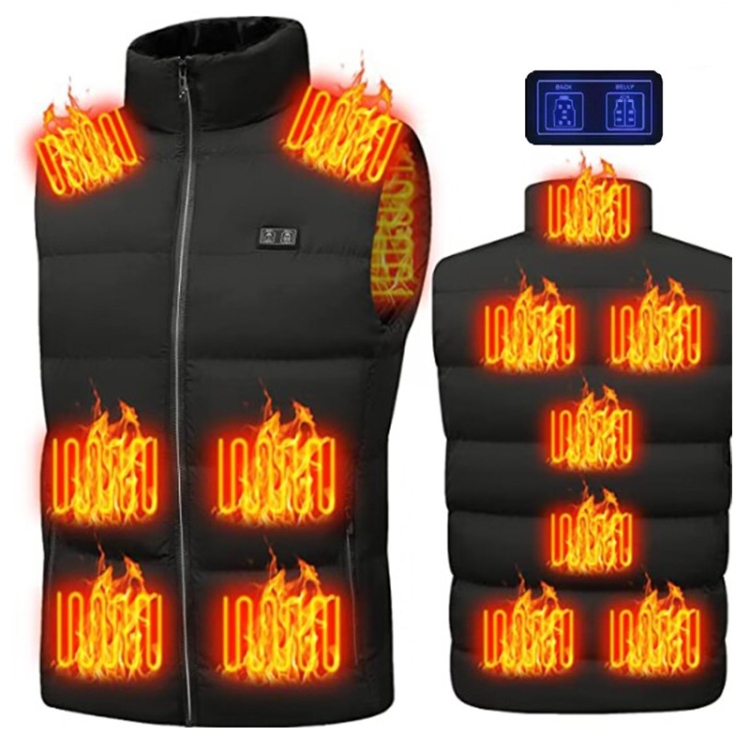 Winter Smart Dual-control 13-zone Charging Heating Vest, Size: XXXXL(Black)
