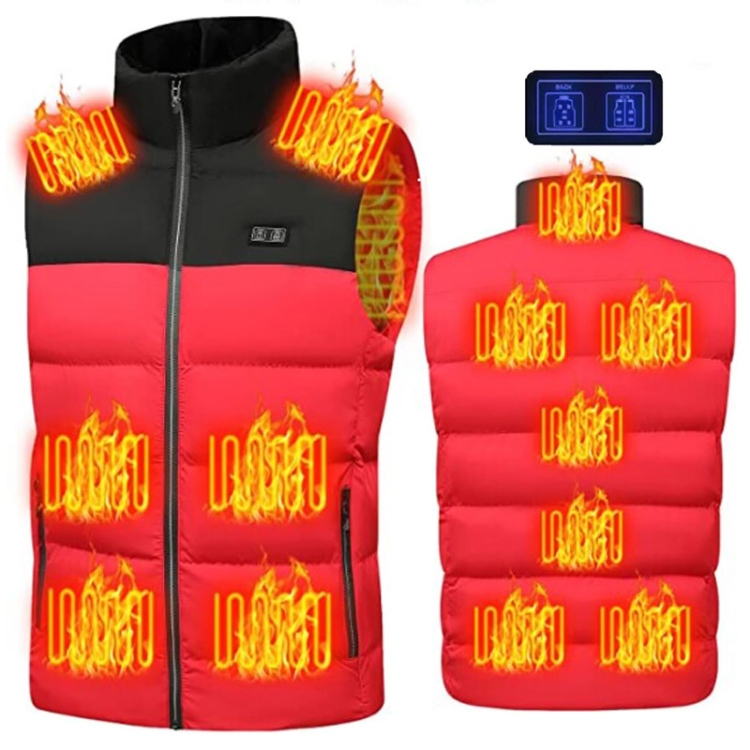 Winter Smart Dual-control 13-zone Charging Heating Vest, Size: XXXXL(Red)