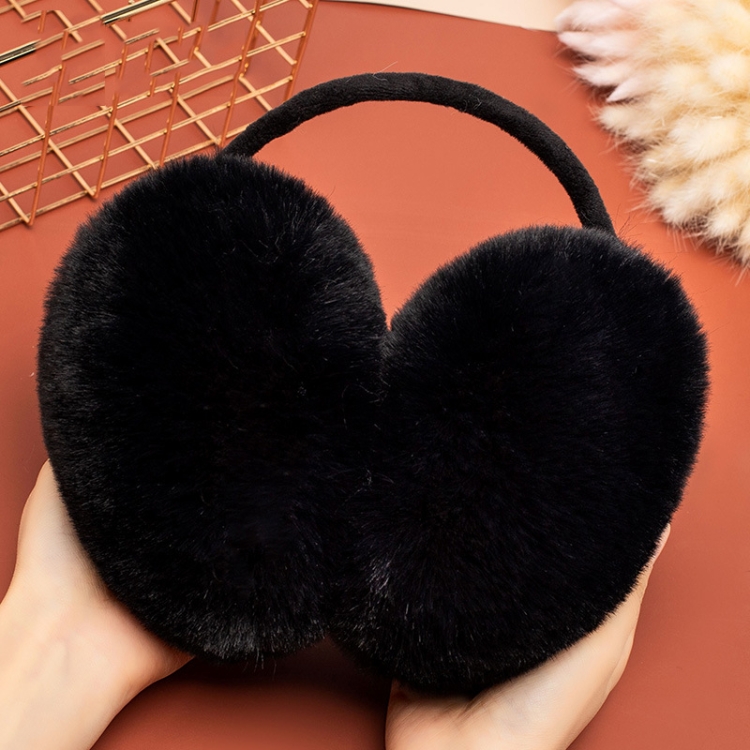 Winter Women Cute Earmuffs Soft Fluffy Warm Earmuffs Adult Children Students Ear Warmer, Size: 16cm Medium(Black)
