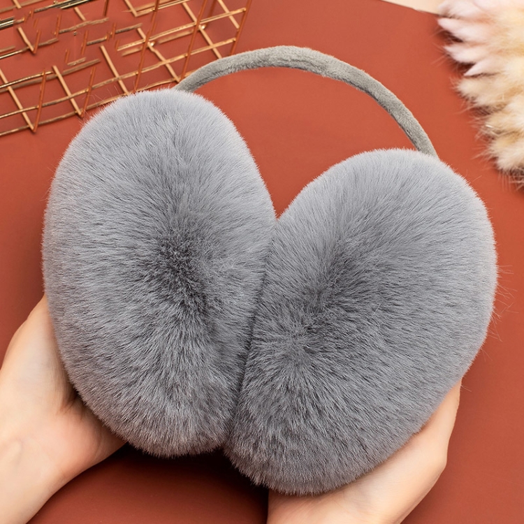 Winter Women Cute Earmuffs Soft Fluffy Warm Earmuffs Adult Children Students Ear Warmer, Size: 18cm Large(Gray)