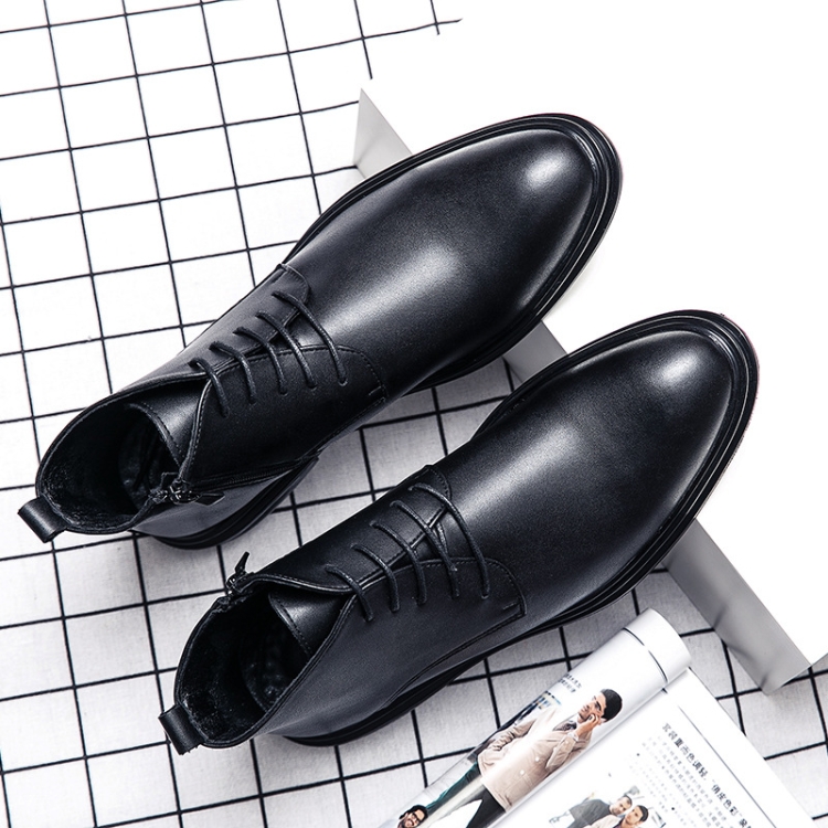 WJZ-G11 Men British Pointed Leather Shoes Business Casual Boots, Size: 44(Black)
