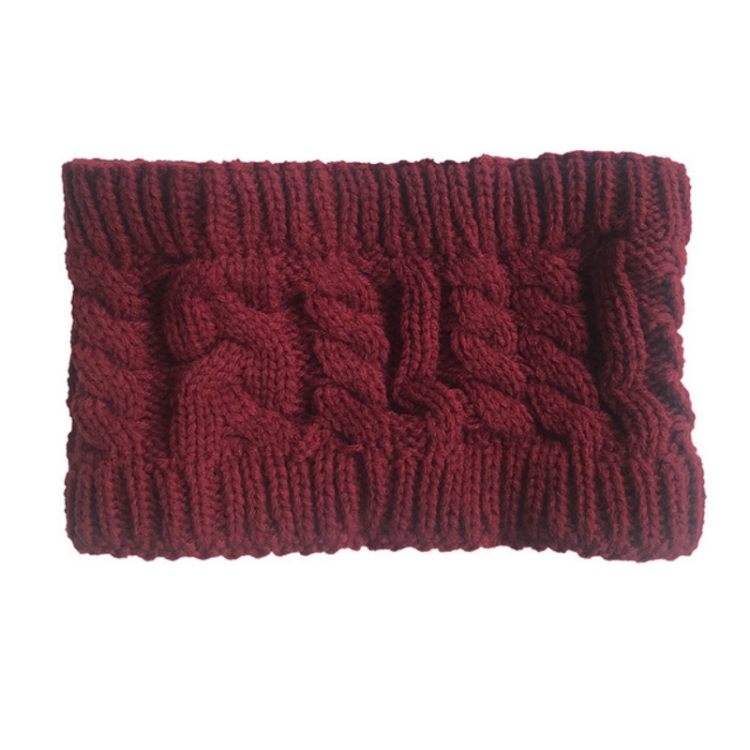 Women Autumn / Winter Topless Twist Knit Wool Warm Hat Headband Earmuffs(Jujube)