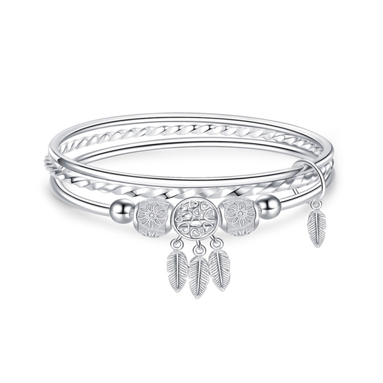 Women Closed Solid Three Rings Bracelet, Size: Z103 62mm