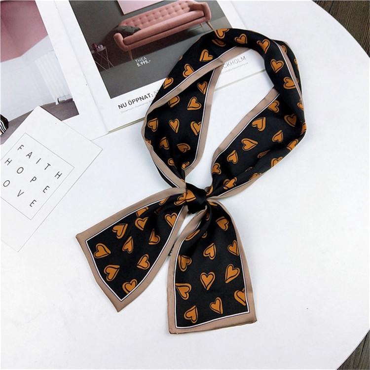 Women Double-sided Flat-length Scarf, Size: 98 x 9cm(Black)