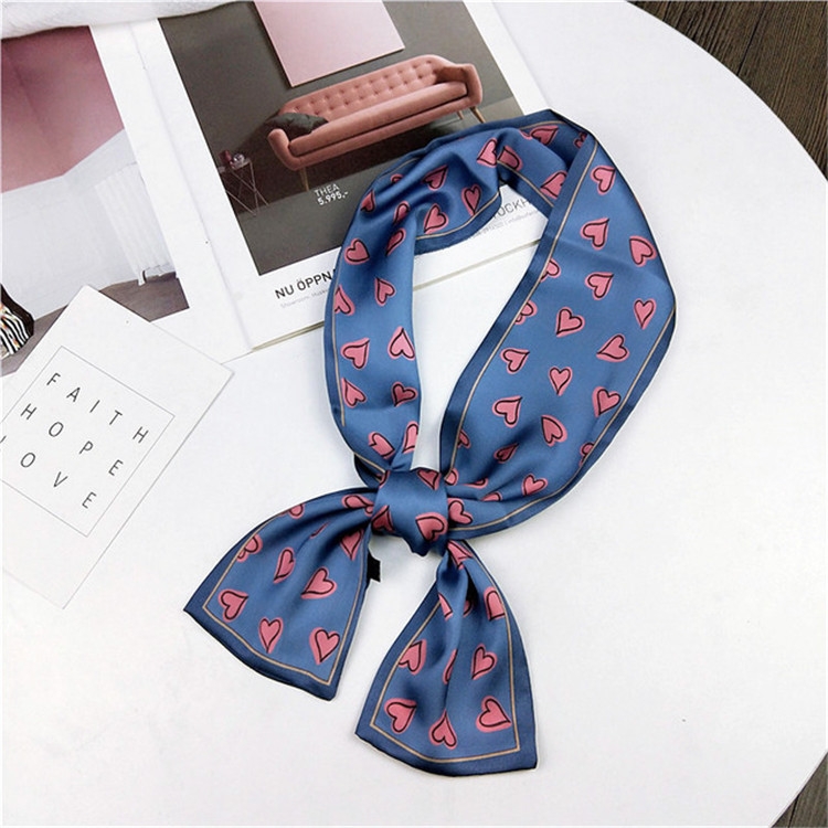 Women Double-sided Flat-length Scarf, Size: 98 x 9cm(Blue)