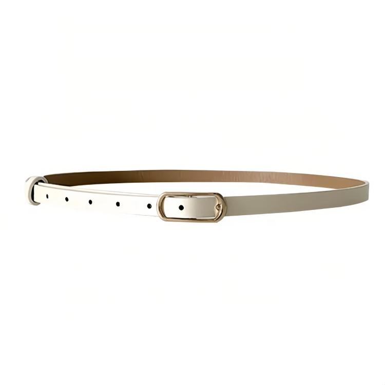 Women Dress-Embellished Denim PU Thin Belt, Color: White(105cm)