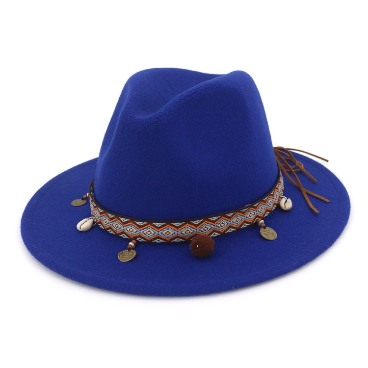 Women Jazz Caps Bohemia Style Woolen Hats for Spring Summer Beach(Blue)