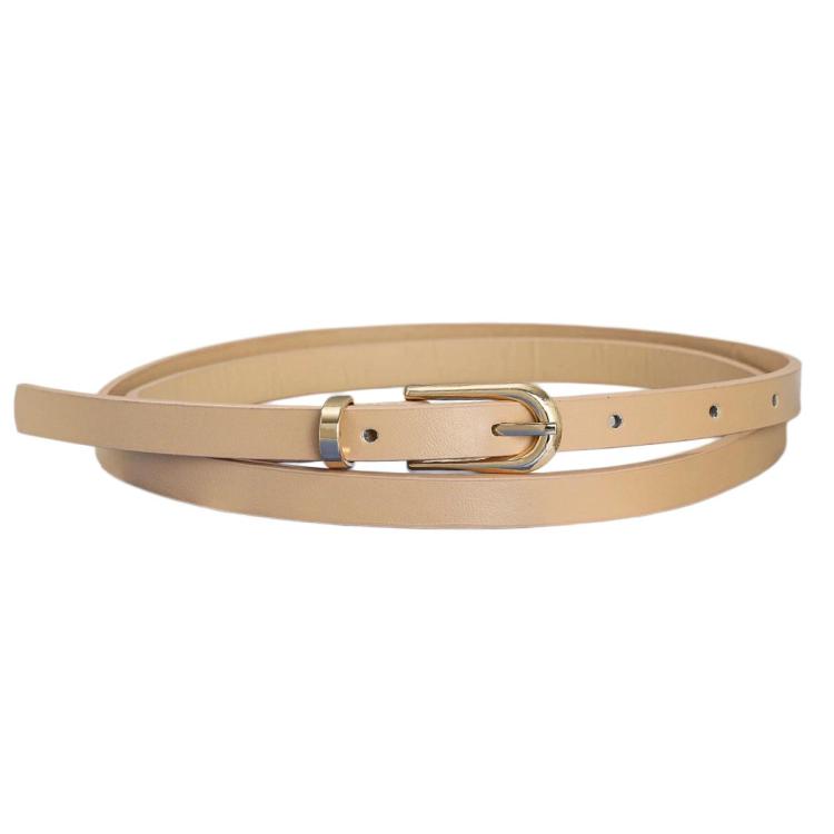 Women Jeans PU Leather Belt Dress Decoration(Khaki)