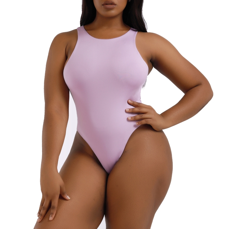 Women Sexy Sleeveless Slim Bodysuit Vest Jumpsuit, Size: S(Purple)