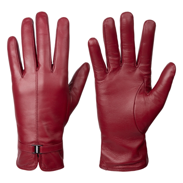Women Sheepskin Wool Fleece Lined Windproof Warm Gloves Touchscreen Thick Snow Driving Gloves, Size: M(Red)
