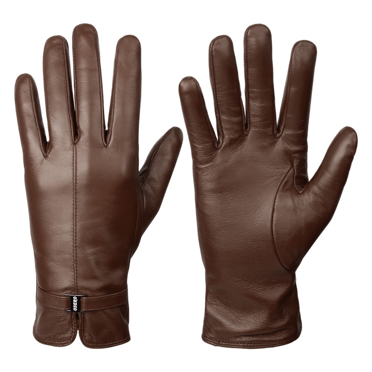 Women Sheepskin Wool Fleece Lined Windproof Warm Gloves Touchscreen Thick Snow Driving Gloves, Size: S(Coffee)