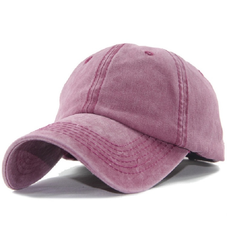 Women Solid Color Washable Purified Cotton Baseball Cap Hip Hop Hat, Size:Adjustable 50-60cm(Wine Red)