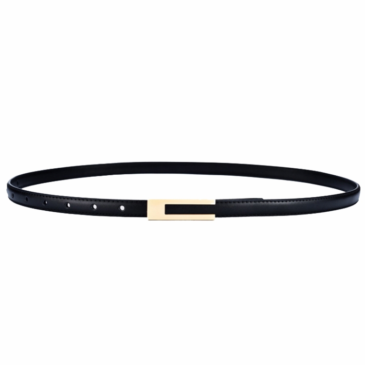 Women Thin Waist Belt Leather Decorative Clothing Slim Waist Versatile Belt(Black)