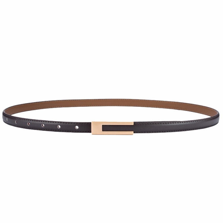 Women Thin Waist Belt Leather Decorative Clothing Slim Waist Versatile Belt(Coffee)