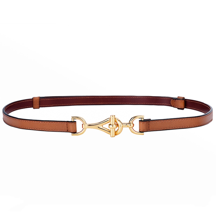 Women Thin Waistband Decoration Clothing Versatile Waist Chain Pair Buckle Retro Belt(Camel)