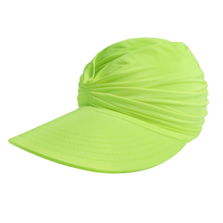 Women Visor Sun Protection Cap Elastic Hollow Large Brim Hat(Fluorescent Yellow)