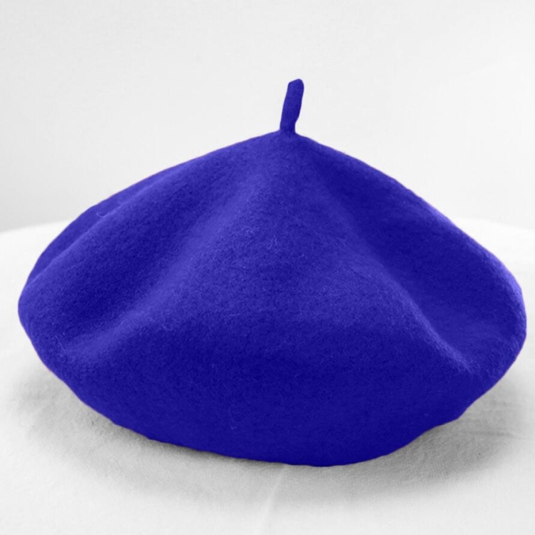Women Wool Vintage Solid Color Berets Cap(blue)