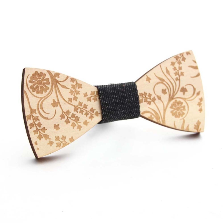 Wooden Bow Tie Men Handmade Bow Tie, Color: Flower Grass Sun Pattern