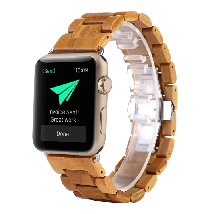 Wooden Watch Band For Apple Watch Series 9&8&7 41mm / SE 3&SE 2&6&SE&5&4 40mm / 3&2&1 38mm(Light Brown)