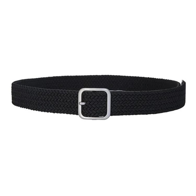 Woven Canvas No Perforation Square Buckle Belt, Length: 105cm(Black)