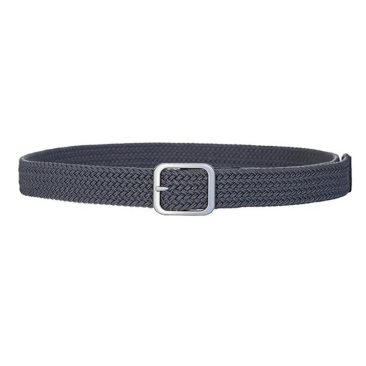 Woven Canvas No Perforation Square Buckle Belt, Length: 105cm(Gray)