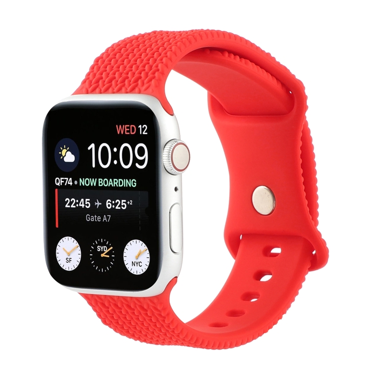 Woven Pattern Figure 8 Buckle Silicone Strap Watch Band For Apple Watch Ultra 49mm&Watch Ultra 2 49mm / Series 9&8&7 45mm / SE 3&SE 2&6&SE&5&4 44mm / 3&2&1 42mm(Red)