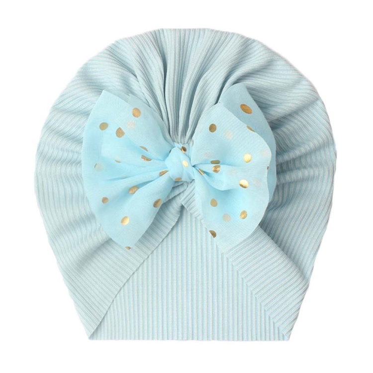 X-21005 Soft Threaded Baby Hats Children Bow Turban Cap(Blue)