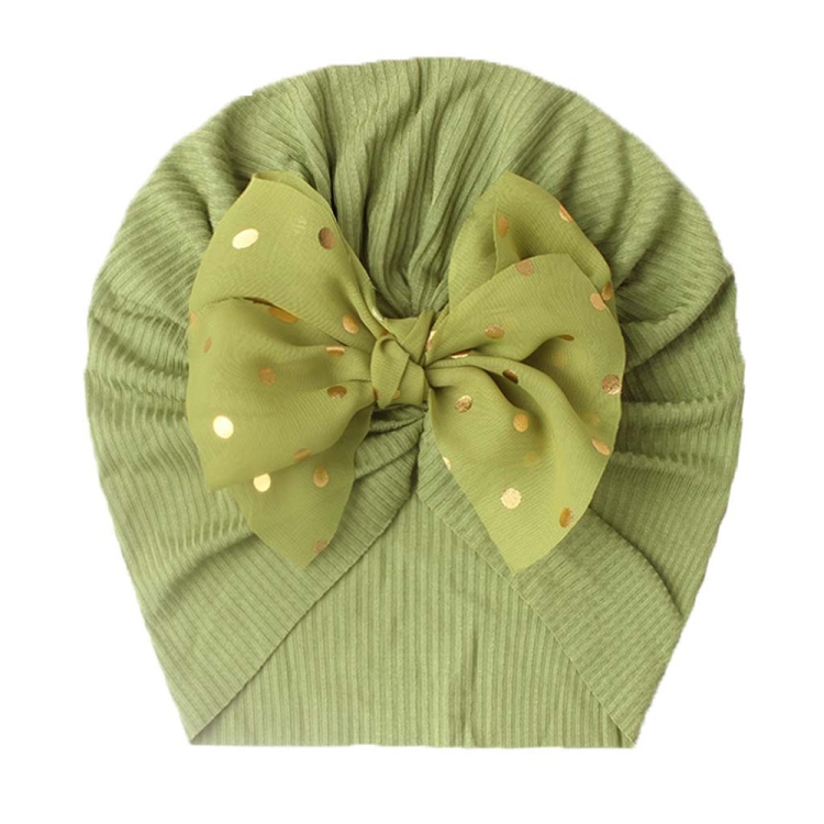 X-21005 Soft Threaded Baby Hats Children Bow Turban Cap(Green)