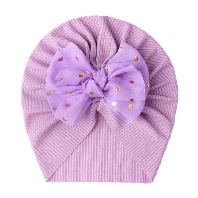 X-21005 Soft Threaded Baby Hats Children Bow Turban Cap(Purple)