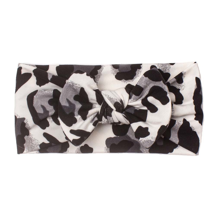 X-22070 Baby Leopard Printing Headbands Children Elastic Bow Turban(A)