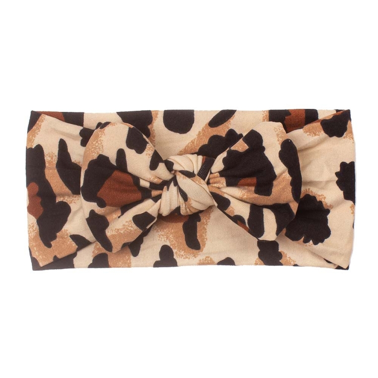 X-22070 Baby Leopard Printing Headbands Children Elastic Bow Turban(B)