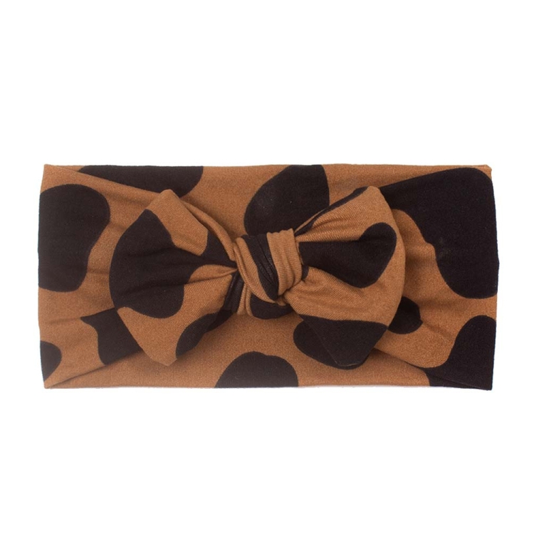 X-22070 Baby Leopard Printing Headbands Children Elastic Bow Turban(C)
