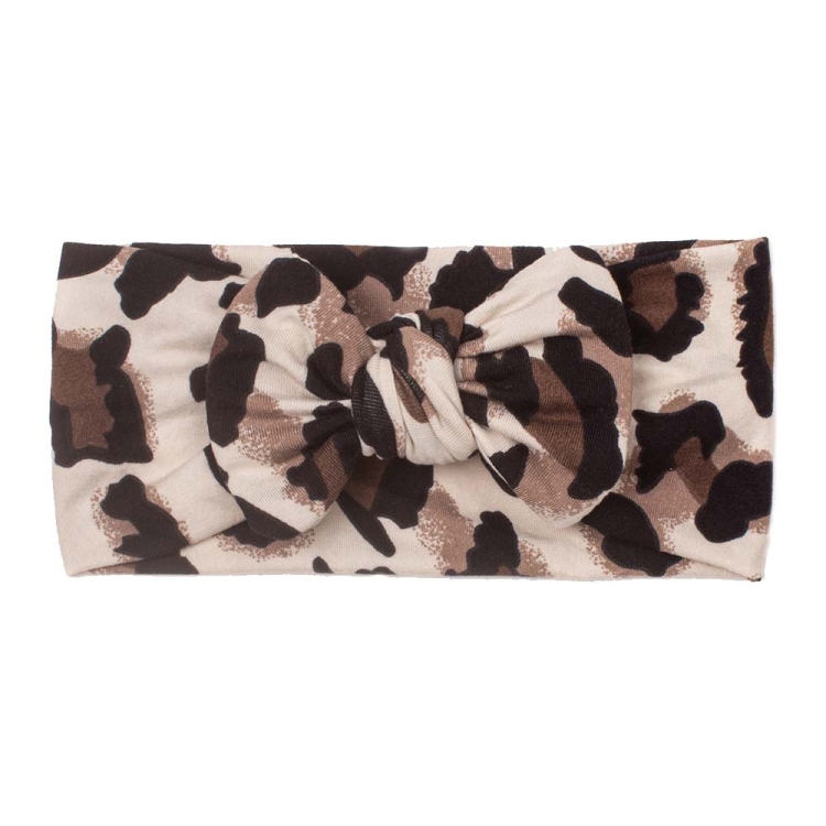 X-22070 Baby Leopard Printing Headbands Children Elastic Bow Turban(D)
